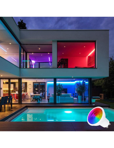 Bombilla LED RGB iLC GU10 5W 450LM 12 Colores Control Remoto