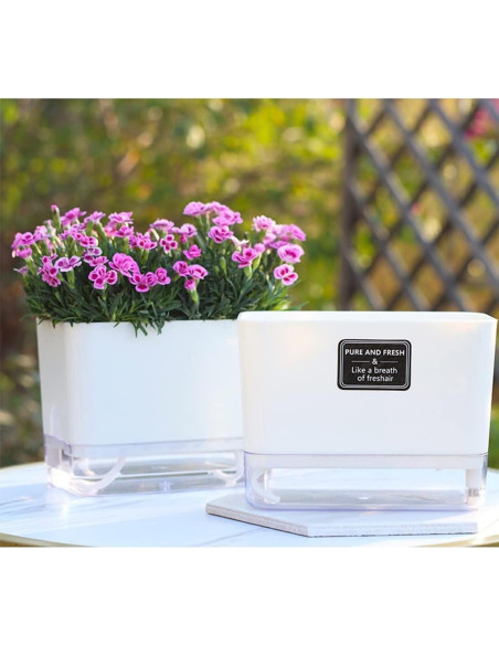 Macetas Autorriego FAMZ 4 Pack Cuadradas Transparentes 10" 7" 5.5" 4.3"