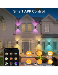 Aplique de Pared Exterior Inteligente Zinola 212 RGB con Sensor D2D 2
