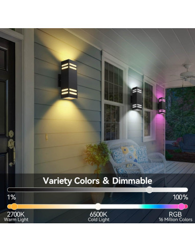 Aplique de Pared Exterior Inteligente Zinola 212 RGB con Sensor D2D