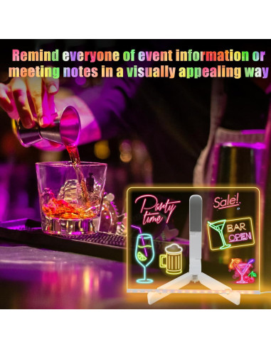 Tablero de Notas LED AUJ Grande 30x20 cm Multicolor
