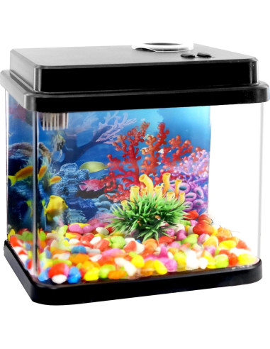 Mini Acuario 1 Galón Toycol con LED 6 Colores y Bomba 3-en-1