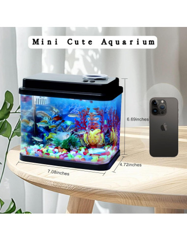 Mini Acuario 1 Galón Toycol con LED 6 Colores y Bomba 3-en-1