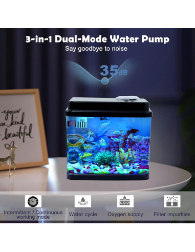 Mini Acuario 1 Galón Toycol con LED 6 Colores y Bomba 3-en-1