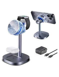 Estación de Carga Inalámbrica MOGU 3 en 1 con Ventilador 15W