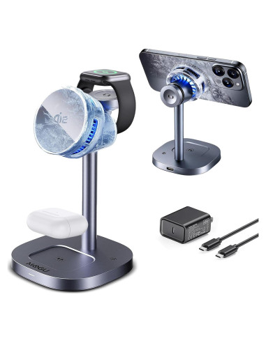 Estación de Carga Inalámbrica MOGU 3 en 1 con Ventilador 15W