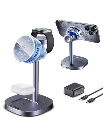 Estación de Carga Inalámbrica MOGU 3 en 1 con Ventilador 15W