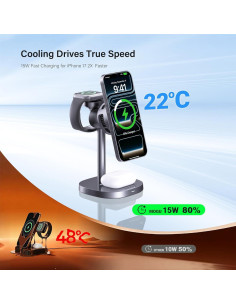 Estación de Carga Inalámbrica MOGU 3 en 1 con Ventilador 15W 2