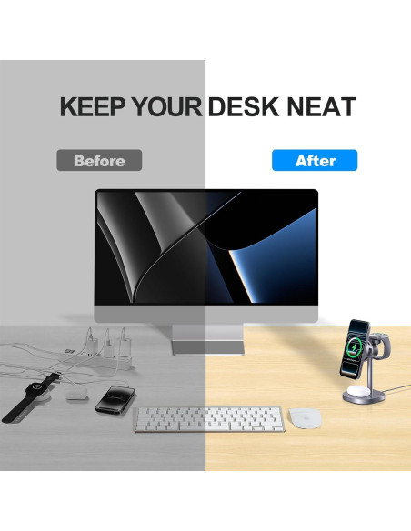 Estación de Carga Inalámbrica MOGU 3 en 1 con Ventilador 15W