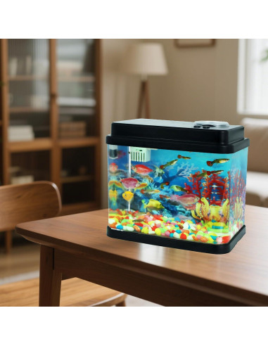 Mini Acuario 1 Galón Toycol con LED 6 Colores y Bomba 3-en-1