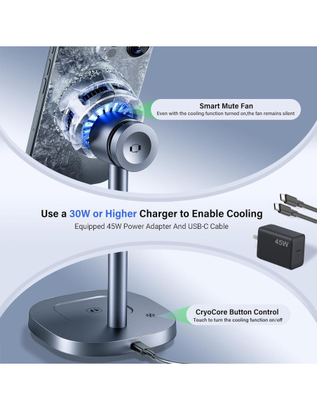 Estación de Carga Inalámbrica MOGU 3 en 1 con Ventilador 15W