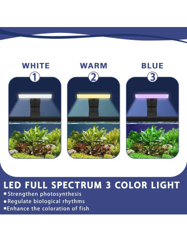 Acuario 20L HYUVCX con Luz LED y Filtro 3 Modos - Negro