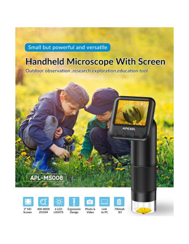 Microscopio Digital de Mano Evil Eye 400-800X HD con Pantalla LCD
