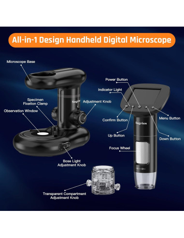 Microscopio Digital de Mano Sogries 1000x con Pantalla LCD 2"