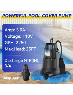 Bomba Automática Acquaer 1/4 HP para Cubierta de Piscina 2