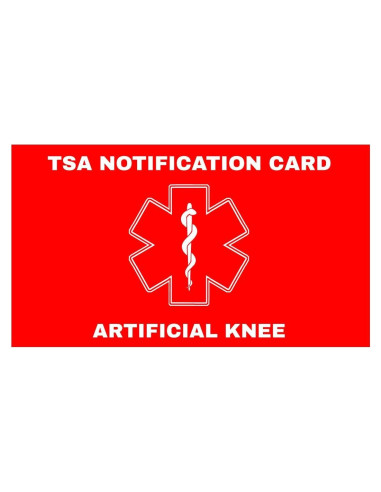 Tarjeta de Notificación TSA Rodilla Artificial - 5 Unidades