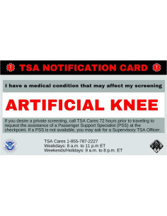 Tarjeta de Notificación TSA Rodilla Artificial - 5 Unidades 2