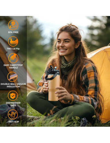 Vaso Aislado POPOACTI 1L Acero Inoxidable Azul Doble Pared