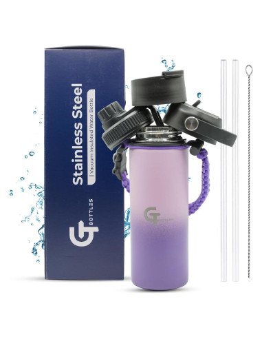 Botella de Agua Aislada GT BOTTLES 532ml Acero Inoxidable 3 Tapas