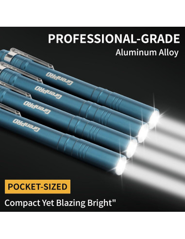 Linterna LED de bolsillo GRENPRO azul, 4 unidades, 140g