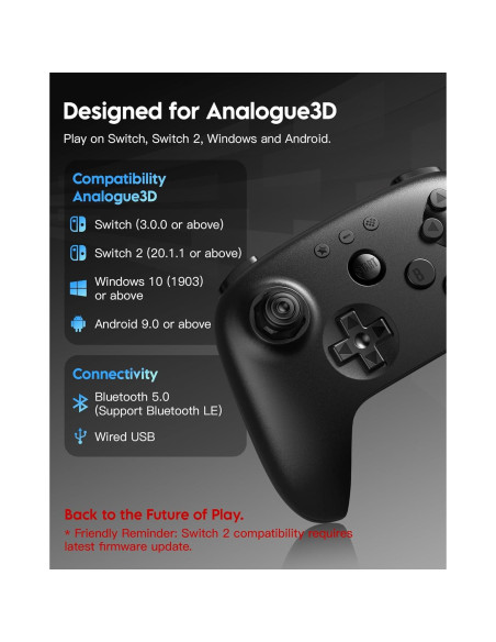 Controlador Bluetooth 8Bitdo 64 para Switch y Windows - Negro
