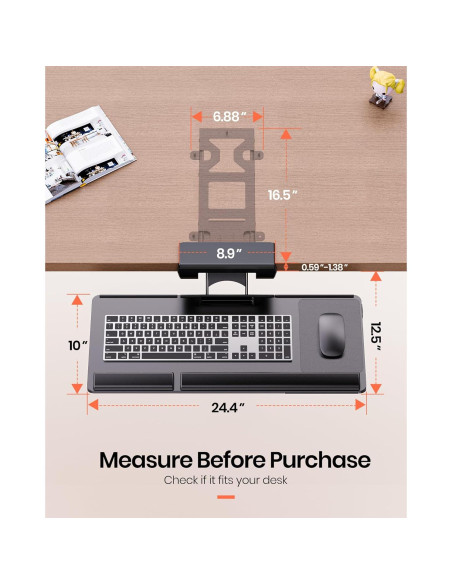 Bandeja de Teclado Ergonómica Klearlook Ajustable 62x25cm