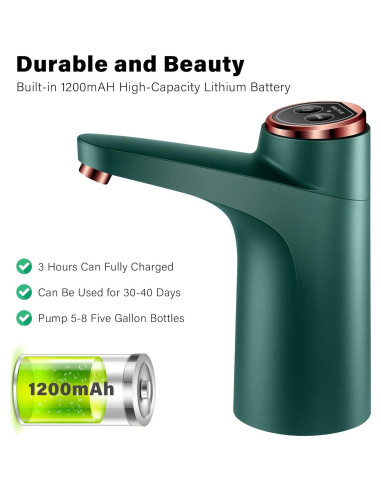 Bomba de Agua Eléctrica Recargable LanHiJY 5 Galones Verde