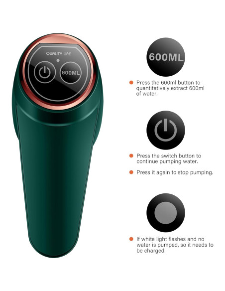 Bomba de Agua Eléctrica Recargable LanHiJY 5 Galones Verde