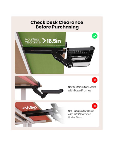 Bandeja de Teclado Ergonómica Klearlook Ajustable 62x25cm