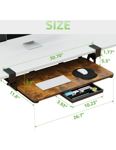 Bandeja de Teclado Deslizante CALASK 67.9x30 cm Ergonómica