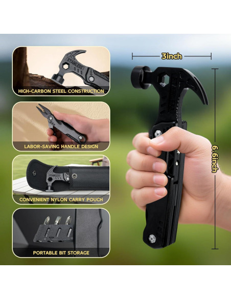 Martillo Multiherramienta 15 en 1 Genérico - Emergencias y Camping