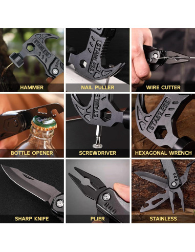 Martillo Multiherramienta 15 en 1 Genérico - Emergencias y Camping