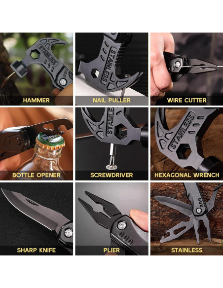 Martillo Multiherramienta 15 en 1 Genérico - Emergencias y Camping