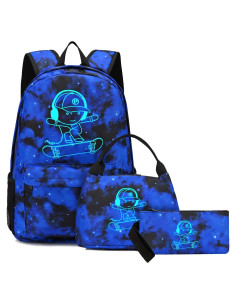 Mochila Escolar Luminosa Pawsky para Laptop 15.4" Azul