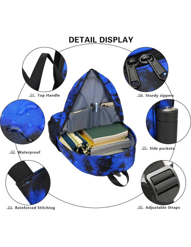 Mochila Escolar Luminosa Pawsky para Laptop 15.4" Azul