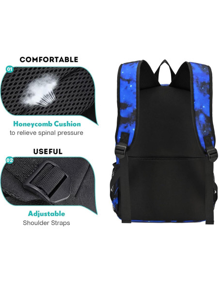 Mochila Escolar Luminosa Pawsky para Laptop 15.4" Azul
