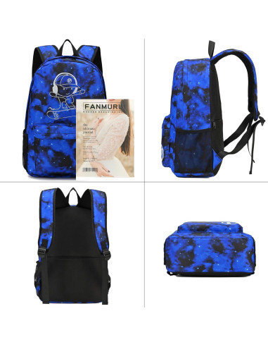 Mochila Escolar Luminosa Pawsky para Laptop 15.4" Azul