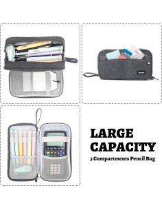 Estuche de Lápices Vanmavo Gris 22.4x11.9x6.9cm 3 Compartimentos 2