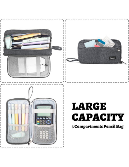 Estuche de Lápices Vanmavo Gris 22.4x11.9x6.9cm 3 Compartimentos