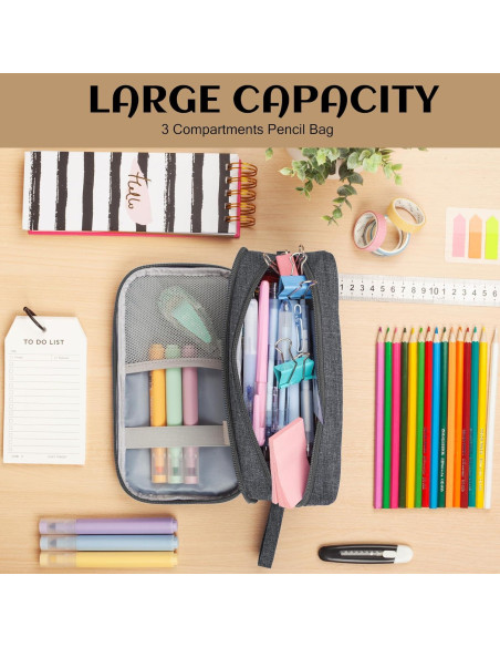Estuche de Lápices Vanmavo Gris 22.4x11.9x6.9cm 3 Compartimentos