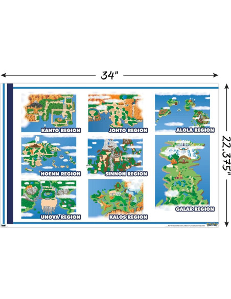 Póster de Mapa de Cuadrícula Pokémon Trends International 56.67x86.36cm
