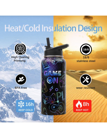 Botella de Agua Aislada 32 oz ZNYYZYBA Acero Inoxidable