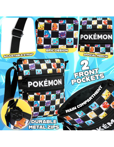 Bolsa Cruzada Pokemon CYP para Niños 26x22x3.5 cm