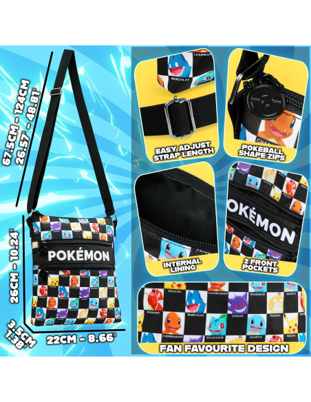 Bolsa Cruzada Pokemon CYP para Niños 26x22x3.5 cm