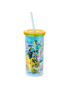 Taza Fría Alta de Plástico Silver Buffalo Eevee y Pikachu 0.59L