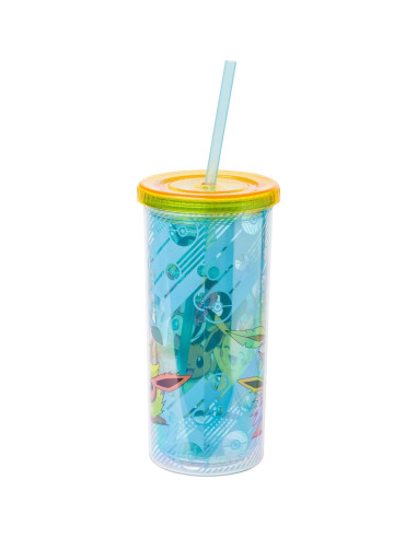 Taza Fría Alta de Plástico Silver Buffalo Eevee y Pikachu 0.59L