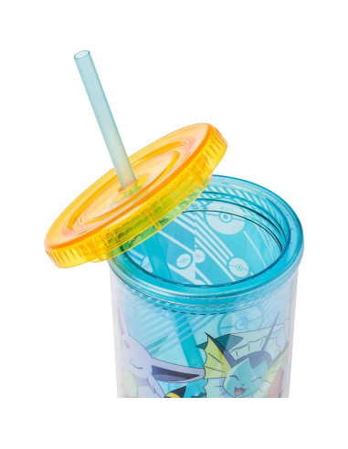 Taza Fría Alta de Plástico Silver Buffalo Eevee y Pikachu 0.59L
