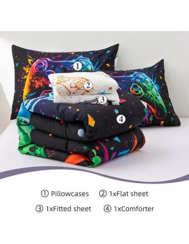 Juego de Cama Individual Holawakaka Consola de Juegos 5 Piezas