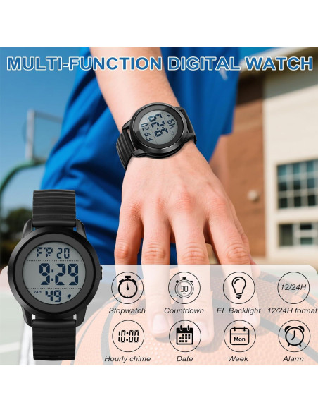 Reloj Digital CKV para Niños 10-18 Años Resistente al Agua 30M