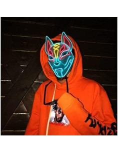 Máscara LED Zorro Fox Fortnite Drift Cosplay Naranja Amarillo 2